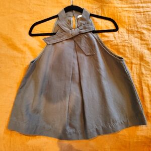 Ulla Johnson Mako Olive Green Linen Crop Swing Trapeze Blouse Top Halter